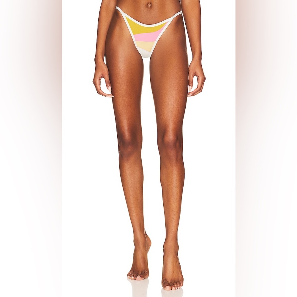 L*space | Daybreak Bikini Bottom Bitsy in White Pink Yellow Size Medium M